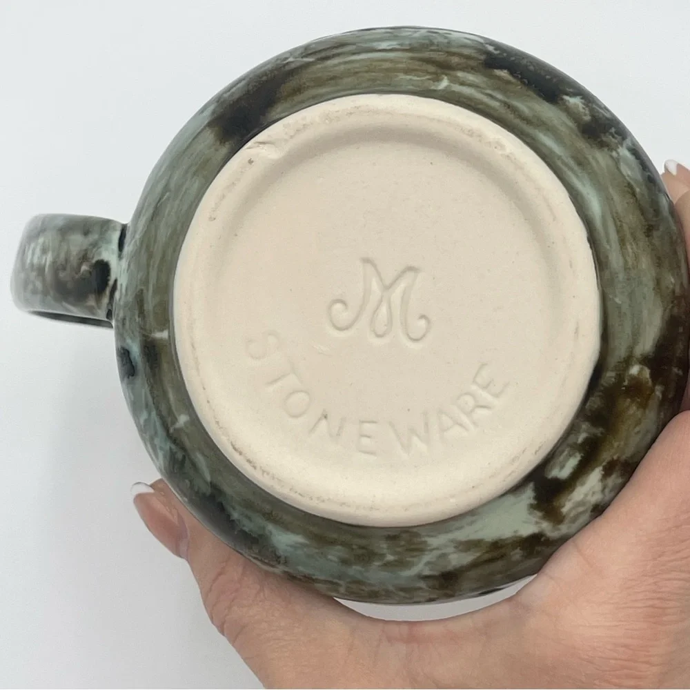 Stoneware Coffee Mug Large Size Hand Painted Unique Earthy